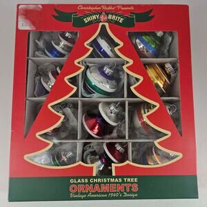 Set of 12 Radko Shiny Brite Christmas Ornaments Apple Core Barrel Tornado